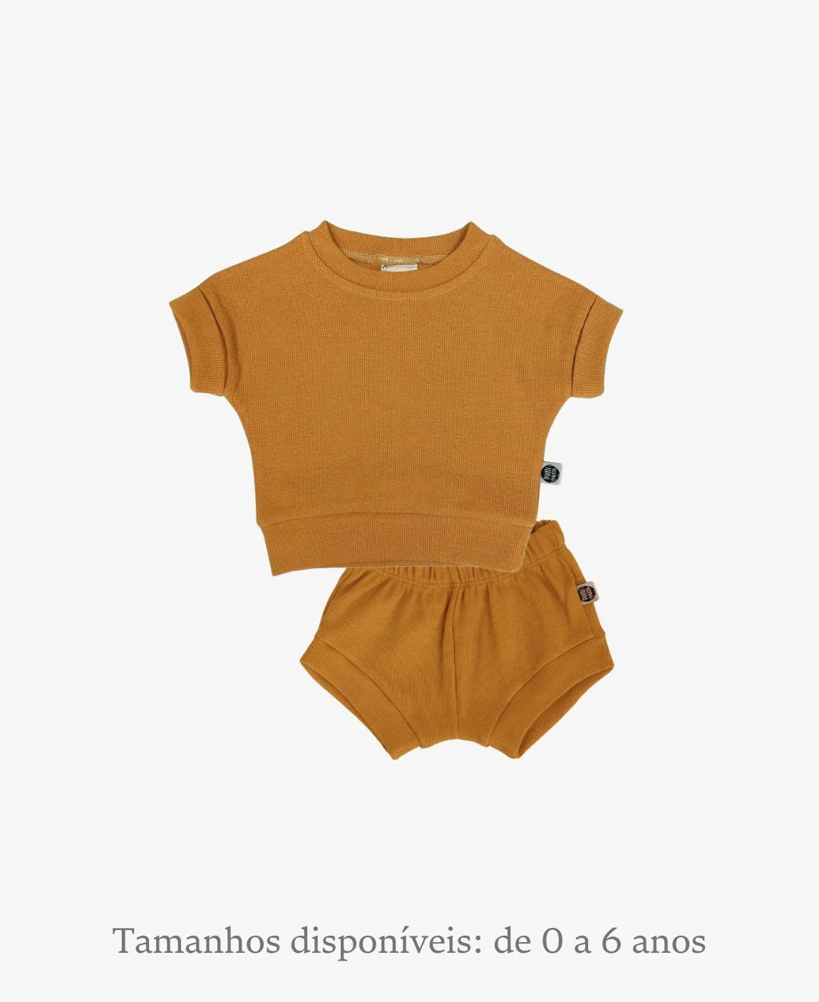 Conjunto bebê e infantil canelado blusa e shorts cor