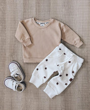 Conjunto de Moletom Infantil Algodão Unissex | Acorn e Beige