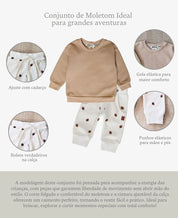 Conjunto de Moletom Infantil Algodão Unissex | Acorn e Beige