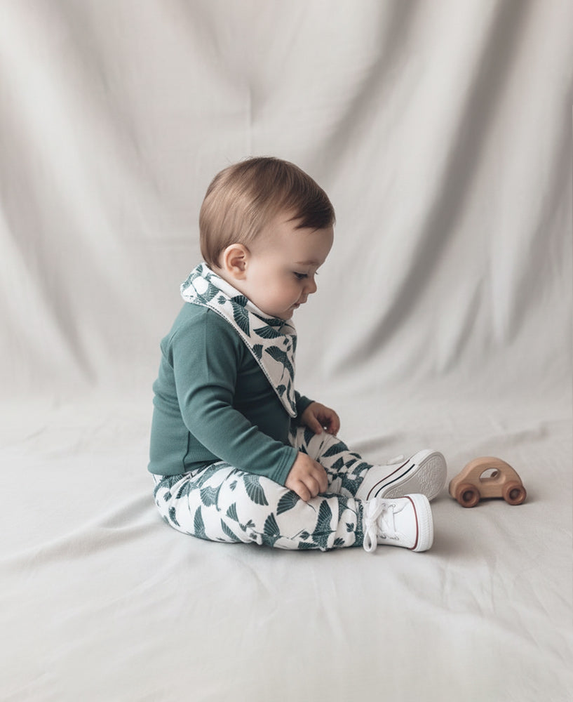 Conjunto Bebê Menino Calça + Body + Babador | Blue Flock