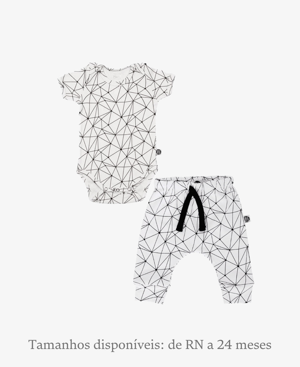 Conjunto Body Manga Curta e Calça Bebê Unissex | Satellite Branco
