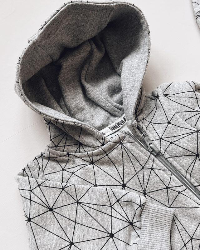 Macacão Bebê Capuz e Ziper Unissex Moletom Peluciado | Satellite Mescla