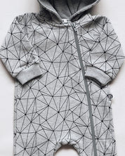 Macacão Bebê Capuz e Ziper Unissex Moletom Peluciado | Satellite Mescla