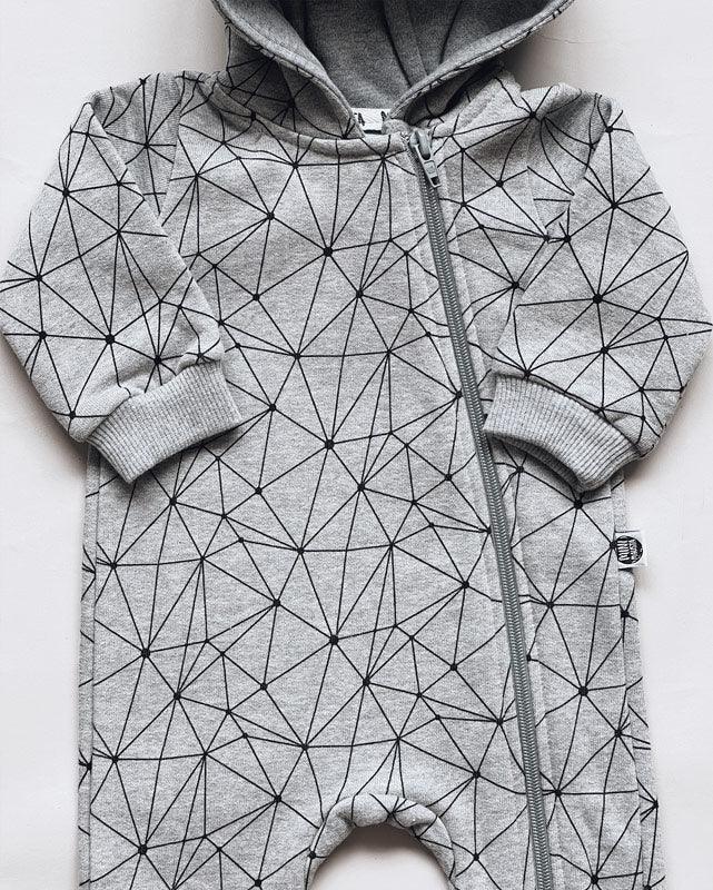 Macacão Bebê Capuz e Ziper Unissex Moletom Peluciado | Satellite Mescla