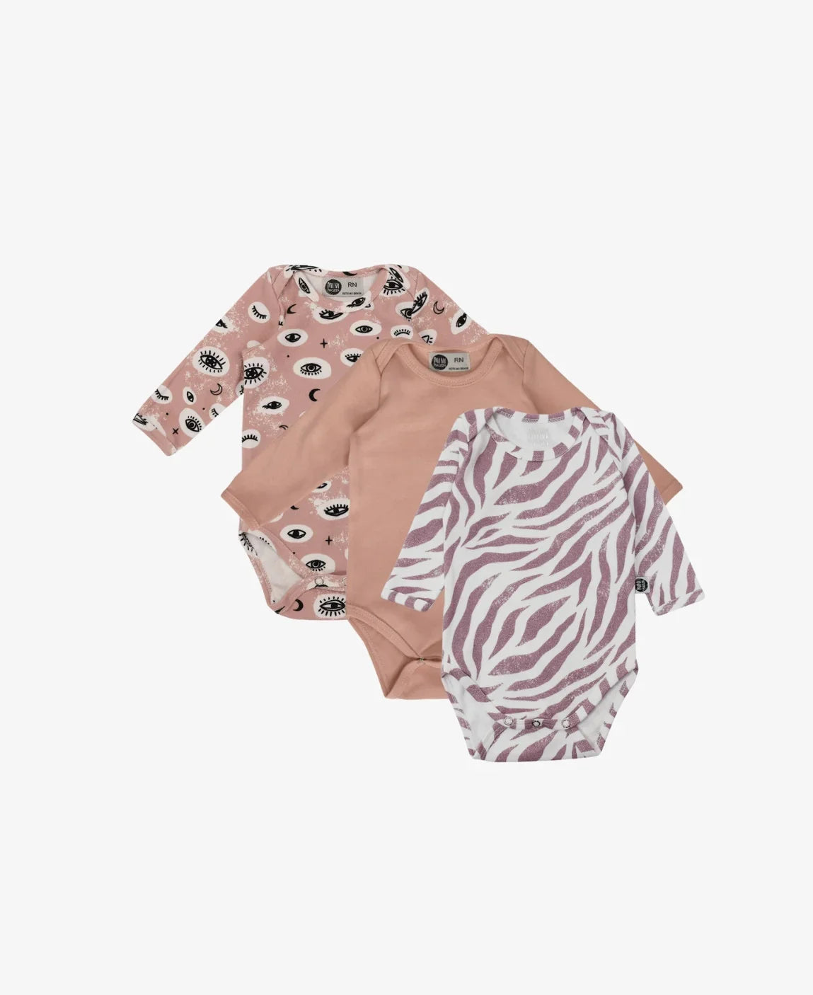 Kit 3 Bodies Manga Longa | Tons de Rosa