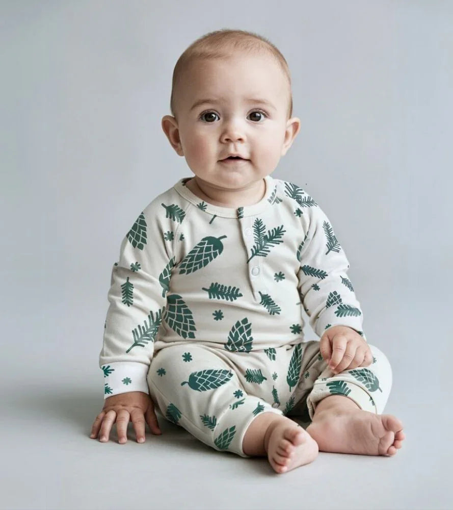 Macacão de Bebê Raglan Botões Unissex | Pine Cones