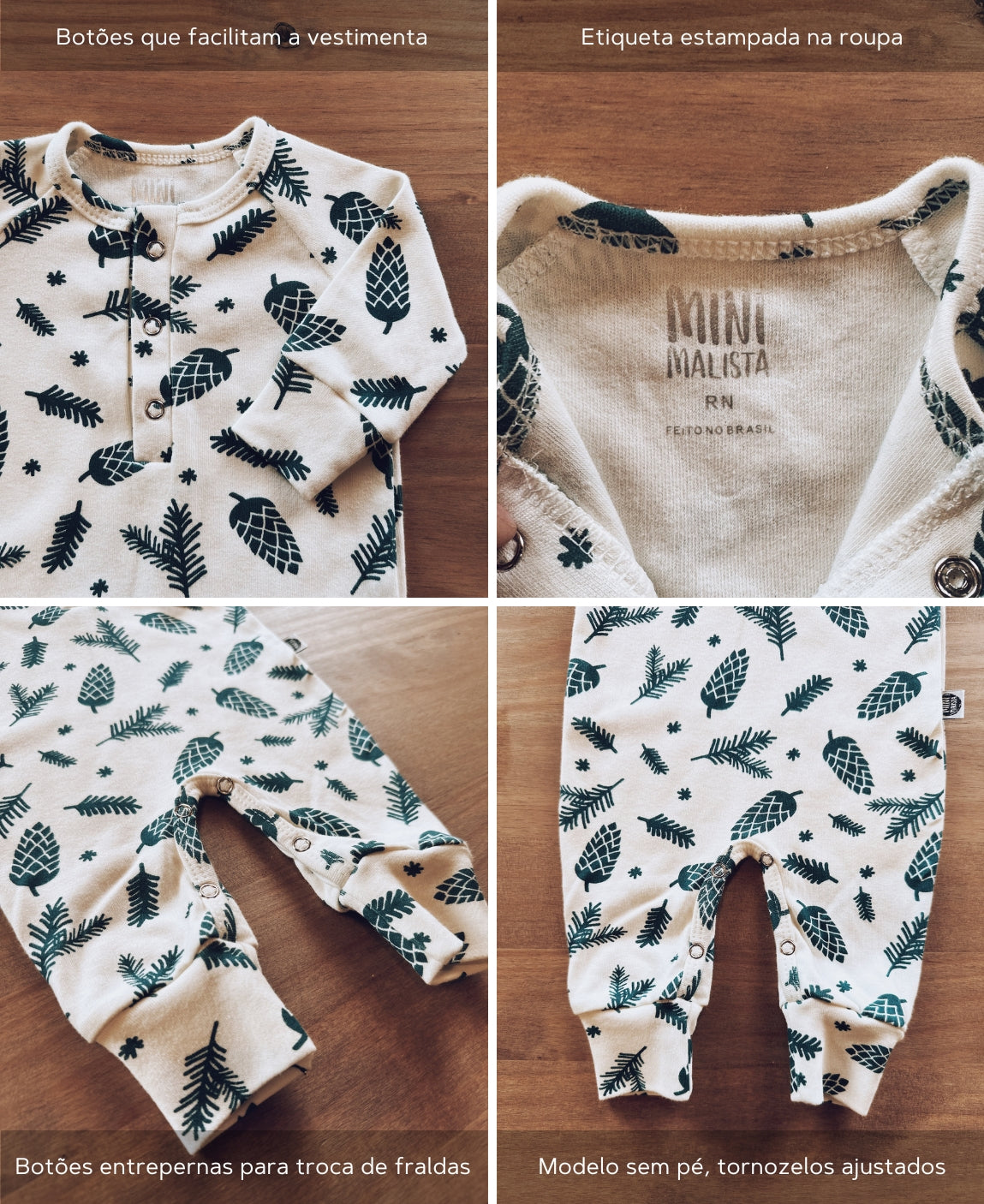 Kit Bebê Macacão Minimalista Natal 3 peças | Pine Cones