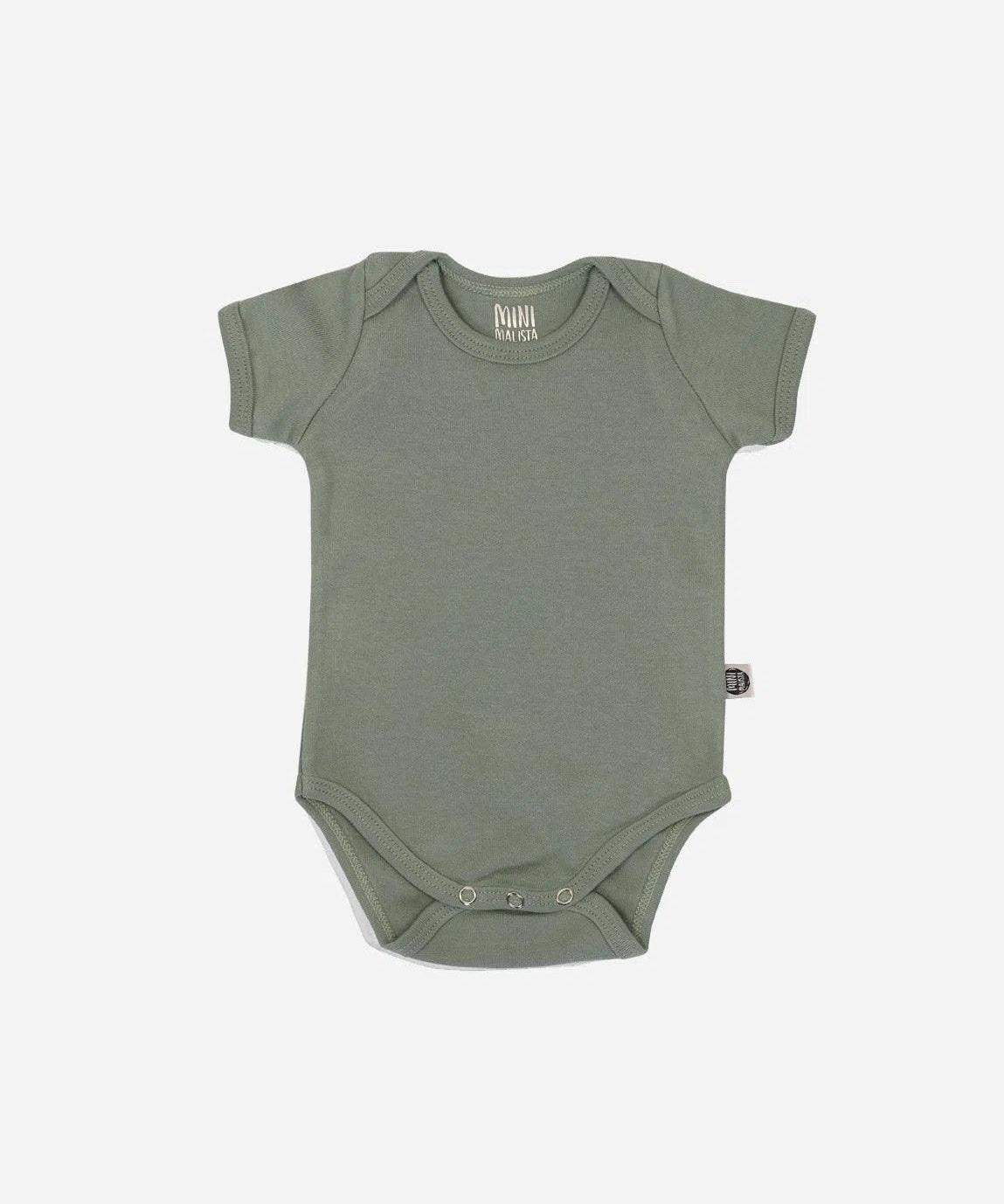 Body de Bebê Manga Curta Unissex MiniMalista | Liso Sage - MiniMalista Baby - 0.3, 0.35, b2b, Baby, black-friday, com-desconto-mm10, Meia Estação, Menino, tab-tam-body-curto -bebê-minimalista-estiloso