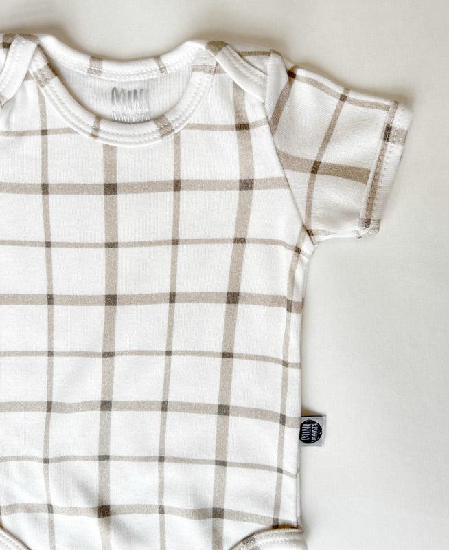 Body de Bebê Manga Curta Unissex | Xadrez Verão - MiniMalista Baby - 0.2, b2b, Baby, black-friday, com-desconto-mm10, Meia Estação, Menino, Neutro, tab-tam-body-curto, Unissex -bebê-minimalista-estiloso