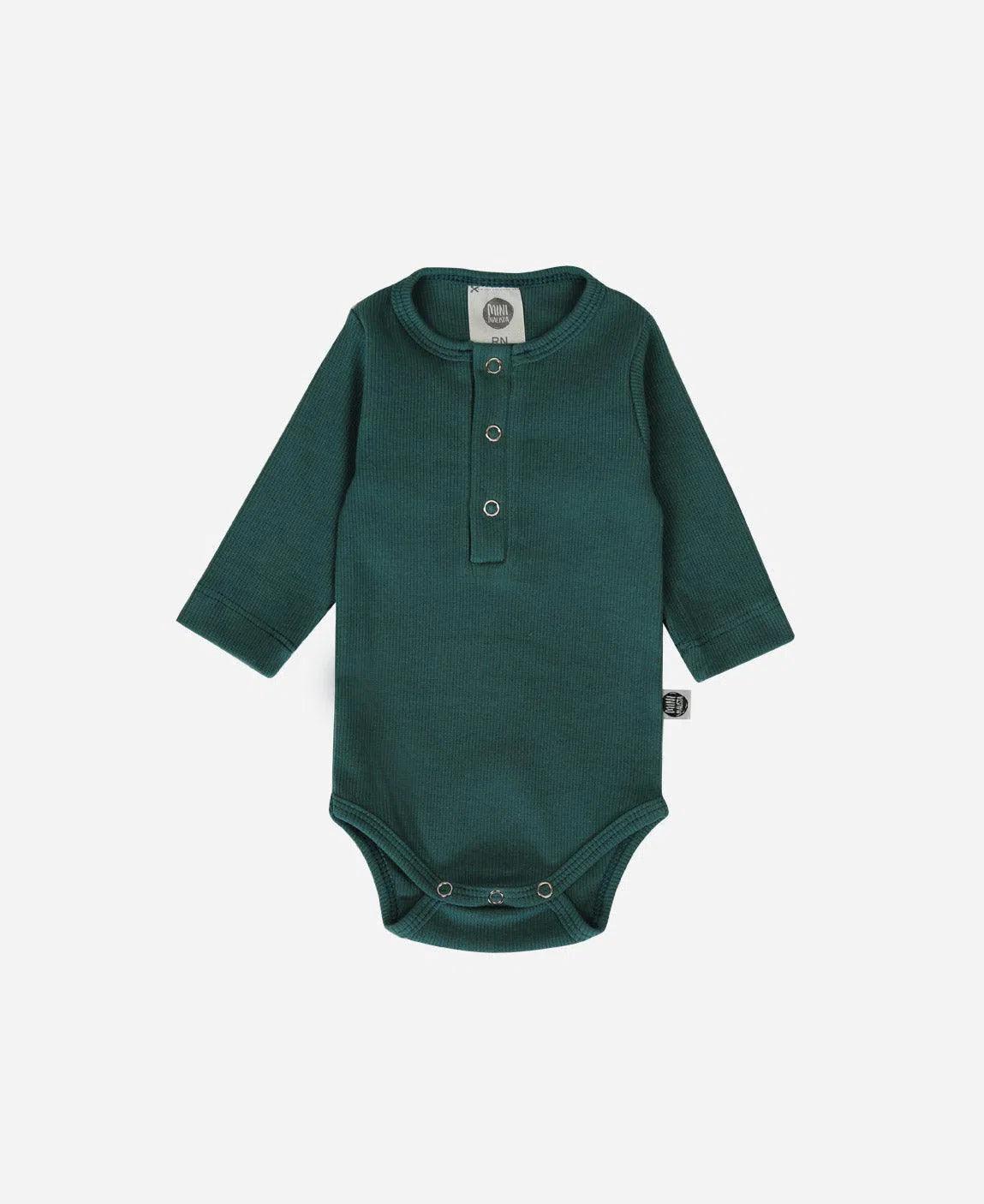 Body de Bebê Manga Longa Unissex Canelado Botões | Liso Deep Green - MiniMalista Baby - 0.3, 0.35, b2b, Baby, black-friday, Christmas, com-desconto-mm10, Frio, Menino, natal, tab-tam-body-botão-frontal, tab-tam-body-canelado, Xmas -bebê-minimalista-estiloso