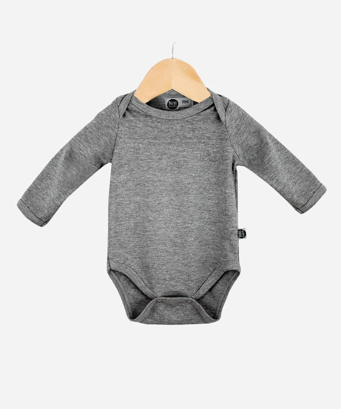 Body de Bebê Manga Longa Unissex MiniMalista Liso | Mescla Escuro - MiniMalista Baby - 0.3, b2b, Baby, black-friday, com-desconto-mm10, Frio, Menino, tab-tam-body-manga-longa, Winter Sale 20% -bebê-minimalista-estiloso