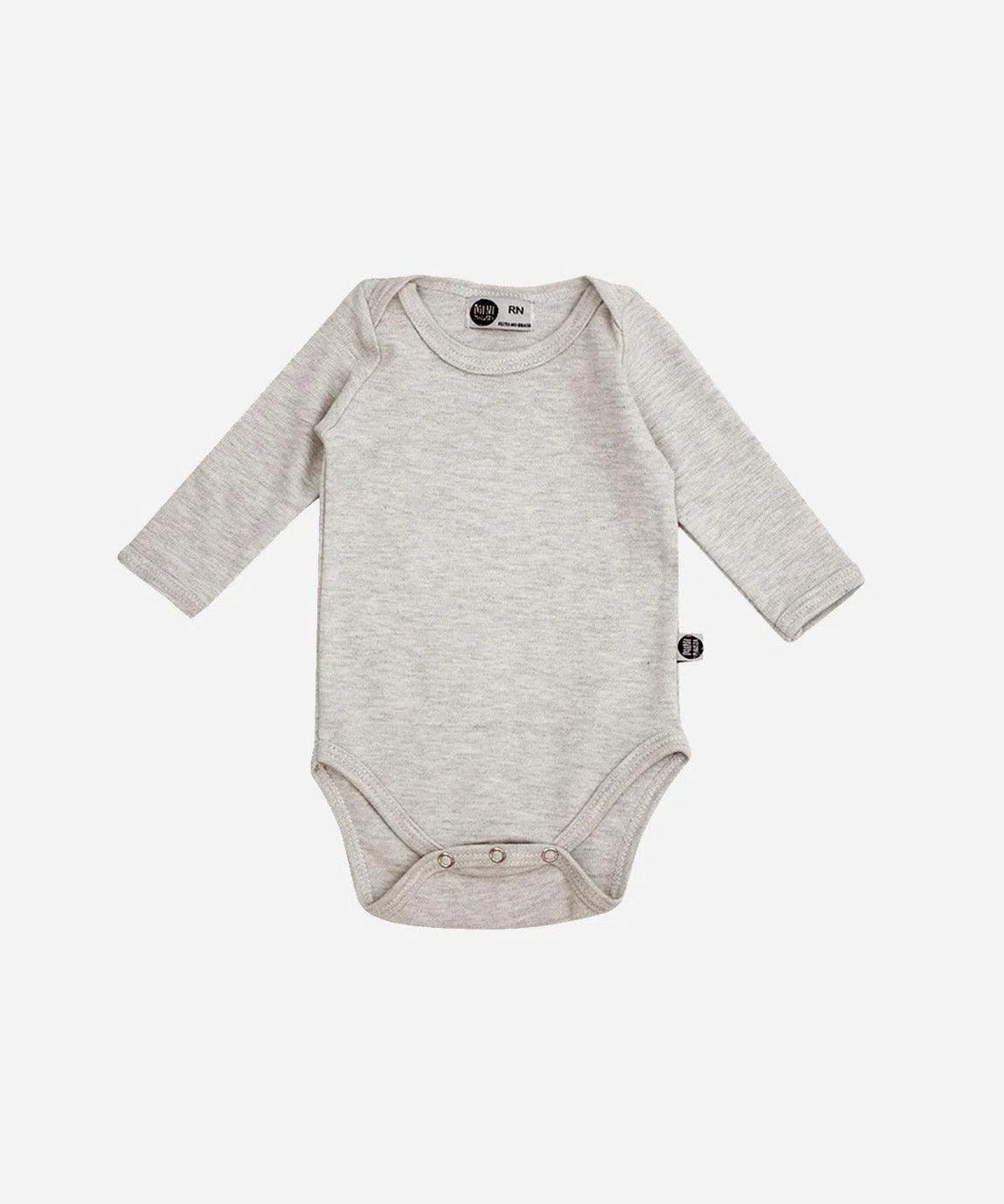 Body de Bebê Manga Longa Unissex MiniMalista | Liso Mescla Claro - MiniMalista Baby - 0.3, b2b, Baby, black-friday, com-desconto-mm10, Frio, Menina, Neutro, tab-tam-body-manga-longa, Unissex -bebê-minimalista-estiloso