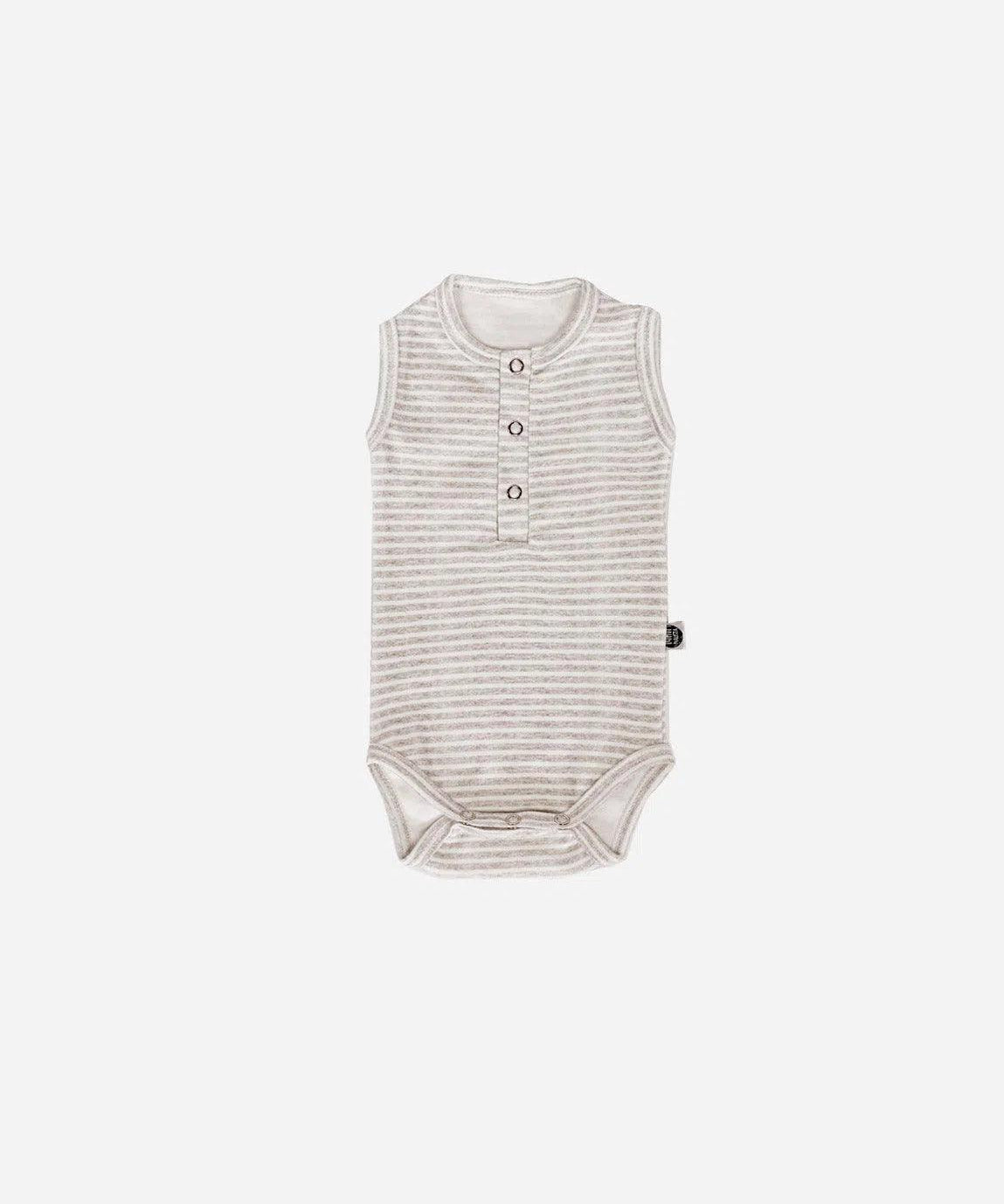 Body de Bebê Regata Unissex Botões | Listrinhas Cinza - MiniMalista Baby - 0.3, 0.45, b2b, Baby, black-friday, Calor, com-desconto-mm10, Menino, Neutro, tab-tam-body-regata, Unissex, Verão -bebê-minimalista-estiloso
