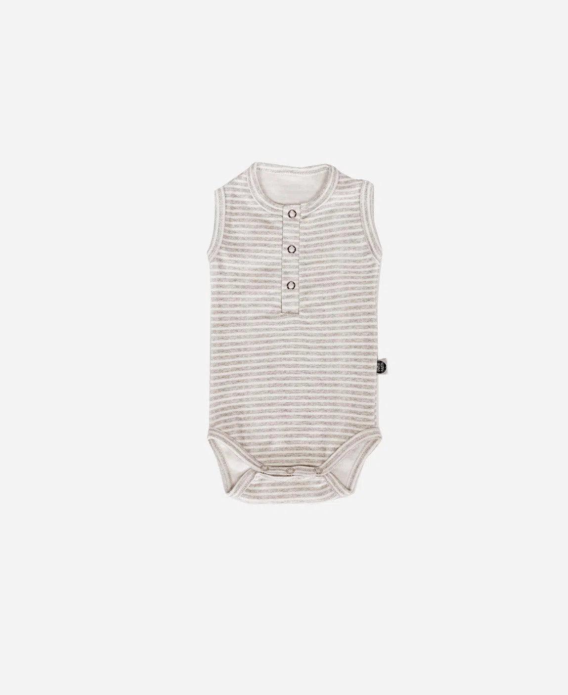 Body de Bebê Regata Unissex Botões | Listrinhas Cinza - MiniMalista Baby - 0.3, 0.45, b2b, Baby, black-friday, Calor, com-desconto-mm10, Menino, Neutro, tab-tam-body-regata, Unissex, Verão -bebê-minimalista-estiloso