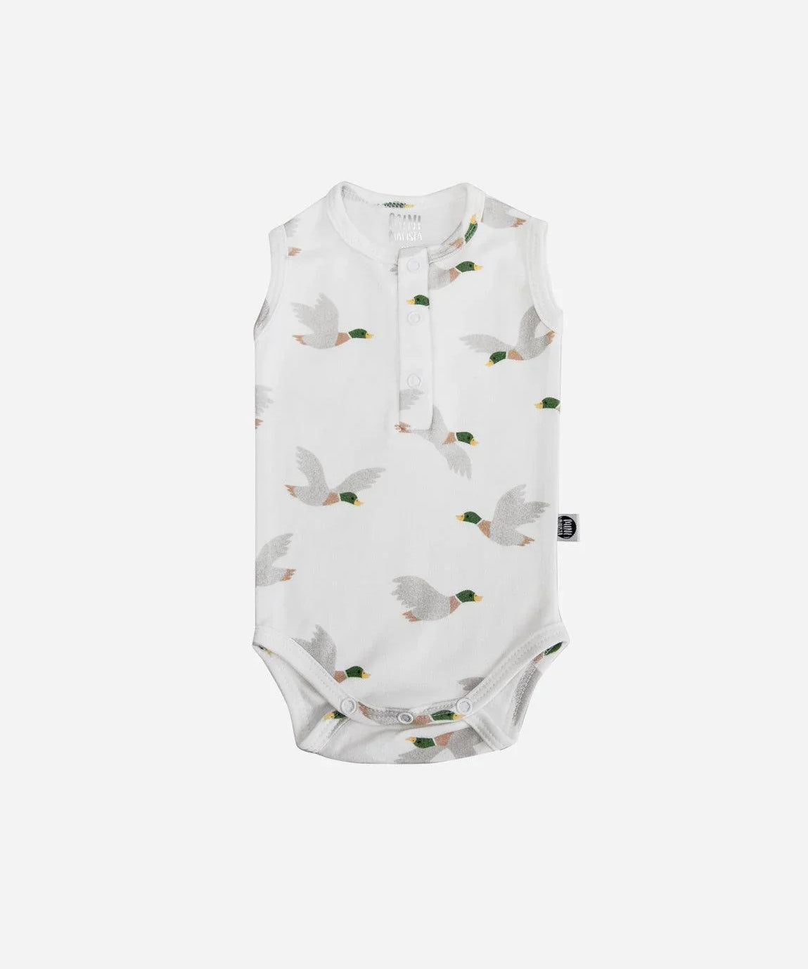 Body de Bebê Regata Unissex Botões | Mallard Duck - MiniMalista Baby - 0.2, b2b, Baby, black-friday, Calor, com-desconto-mm10, tab-tam-body-regata, Verão -bebê-minimalista-estiloso