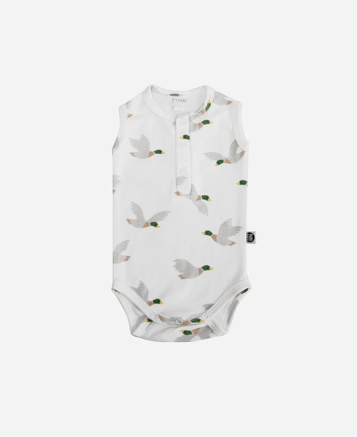 Body de Bebê Regata Unissex Botões | Mallard Duck - MiniMalista Baby - 0.2, b2b, Baby, black-friday, Calor, com-desconto-mm10, tab-tam-body-regata, Verão -bebê-minimalista-estiloso