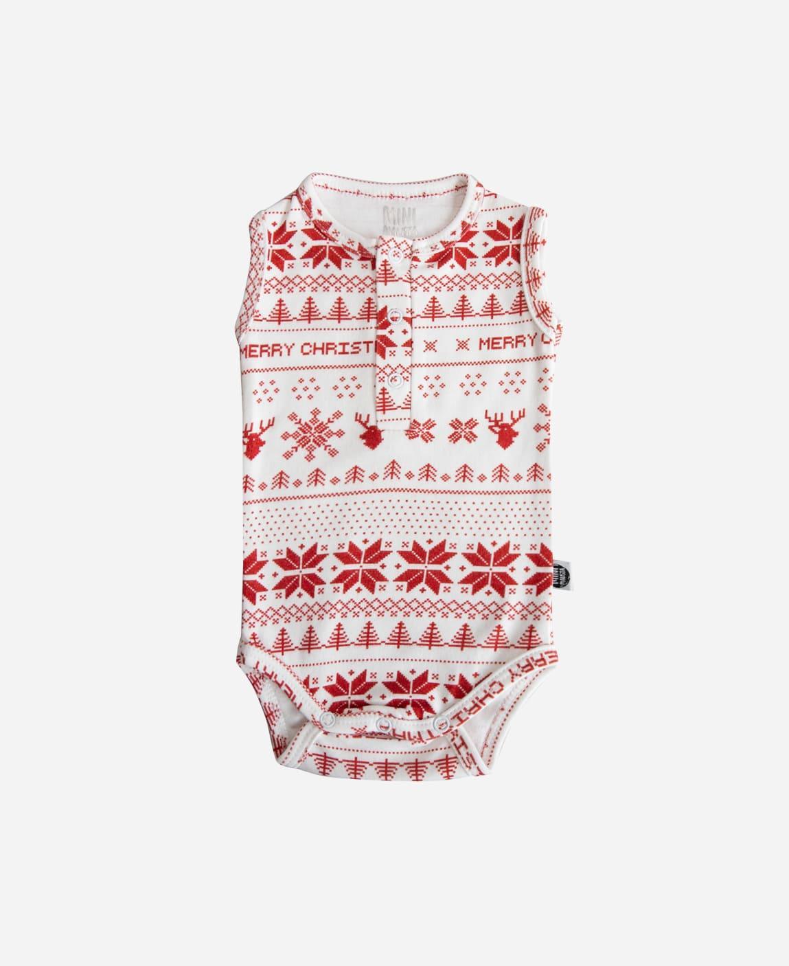 Body de Bebê Regata Unissex Botões | Xmas Tricot - MiniMalista Baby - 0, b2b, Baby, Calor, Christmas, com-desconto-mm10, Menina, natal, Neutro, tab-tam-body-regata, Unissex, Verão, Xmas -bebê-minimalista-estiloso