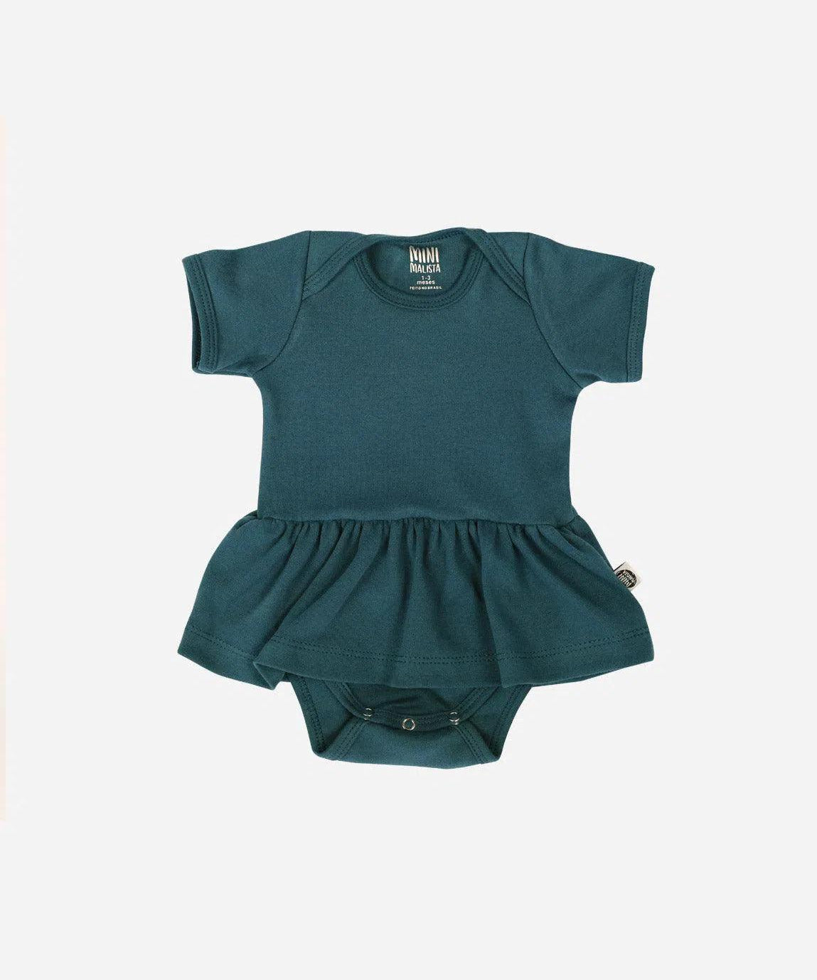 Body-Vestido de Bebê Manga Curta MiniMalista | Liso Deep Green - MiniMalista Baby - 0.3, 0.35, b2b, Baby, black-friday, Christmas, com-desconto-mm10, Meia Estação, Menina, natal, tab-tam-body-vestido, Xmas -bebê-minimalista-estiloso