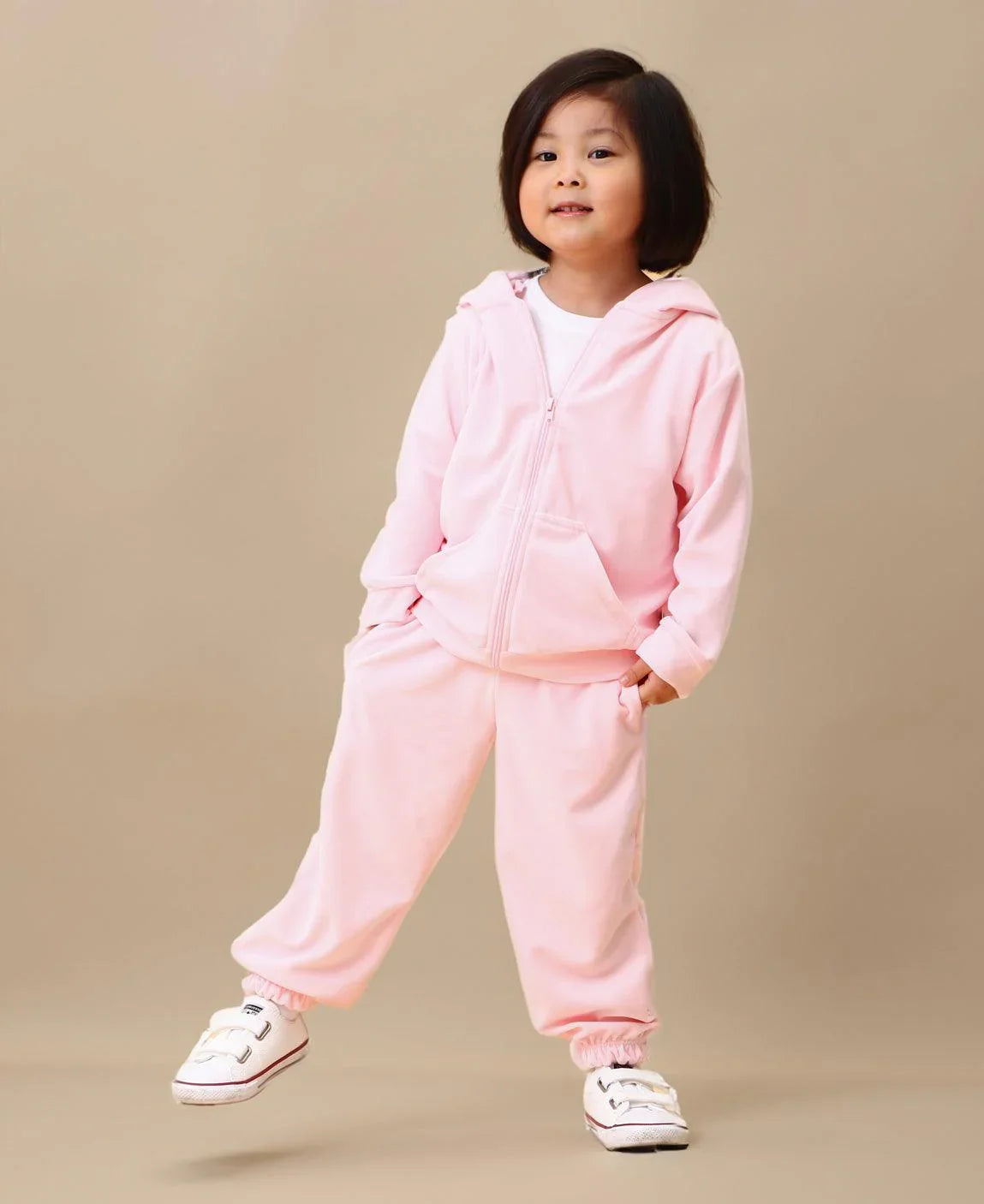 Conjunto Casaco e Calça Infantil Plush Liso Rose Quartzo
