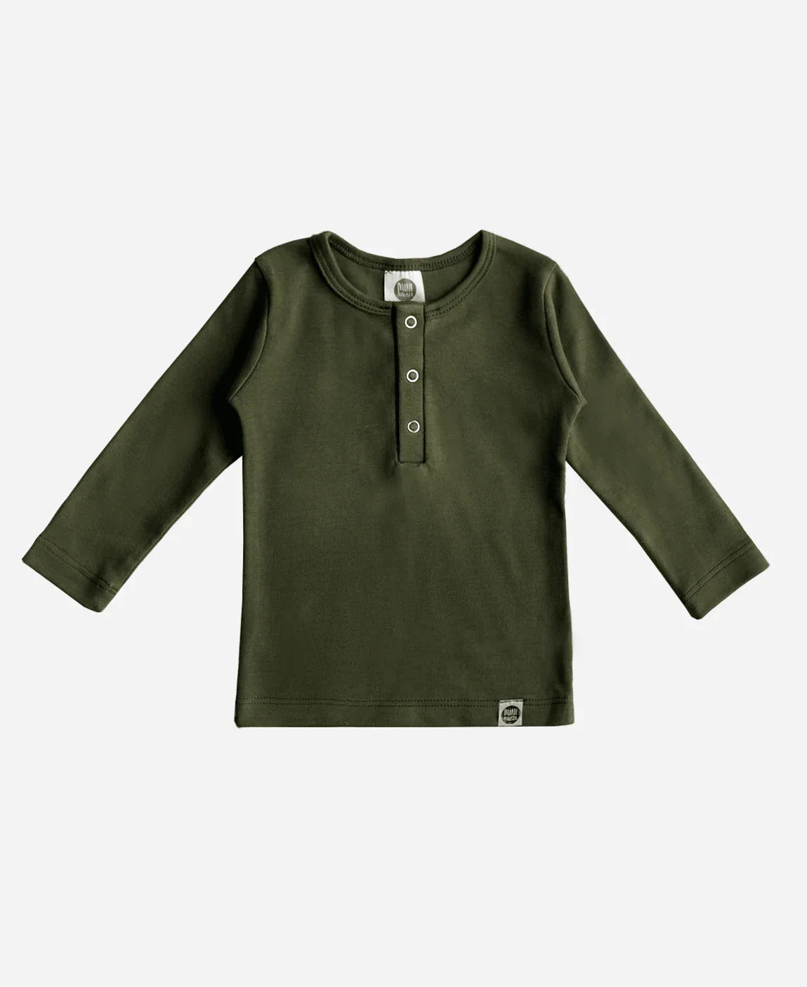 Camiseta Infantil de Inverno Manga Longa Unissex Botões Liso Jungle Green