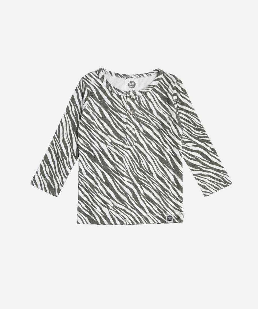 Camiseta Infantil de Inverno Manga Longa Unissex Botões | Zebra - MiniMalista Baby - 0.3, 0.45, b2b, black-friday, com-desconto-mm10, Frio, Kids, Menina, Menino, tab-tam-camiseta-botao-frontal -bebê-minimalista-estiloso