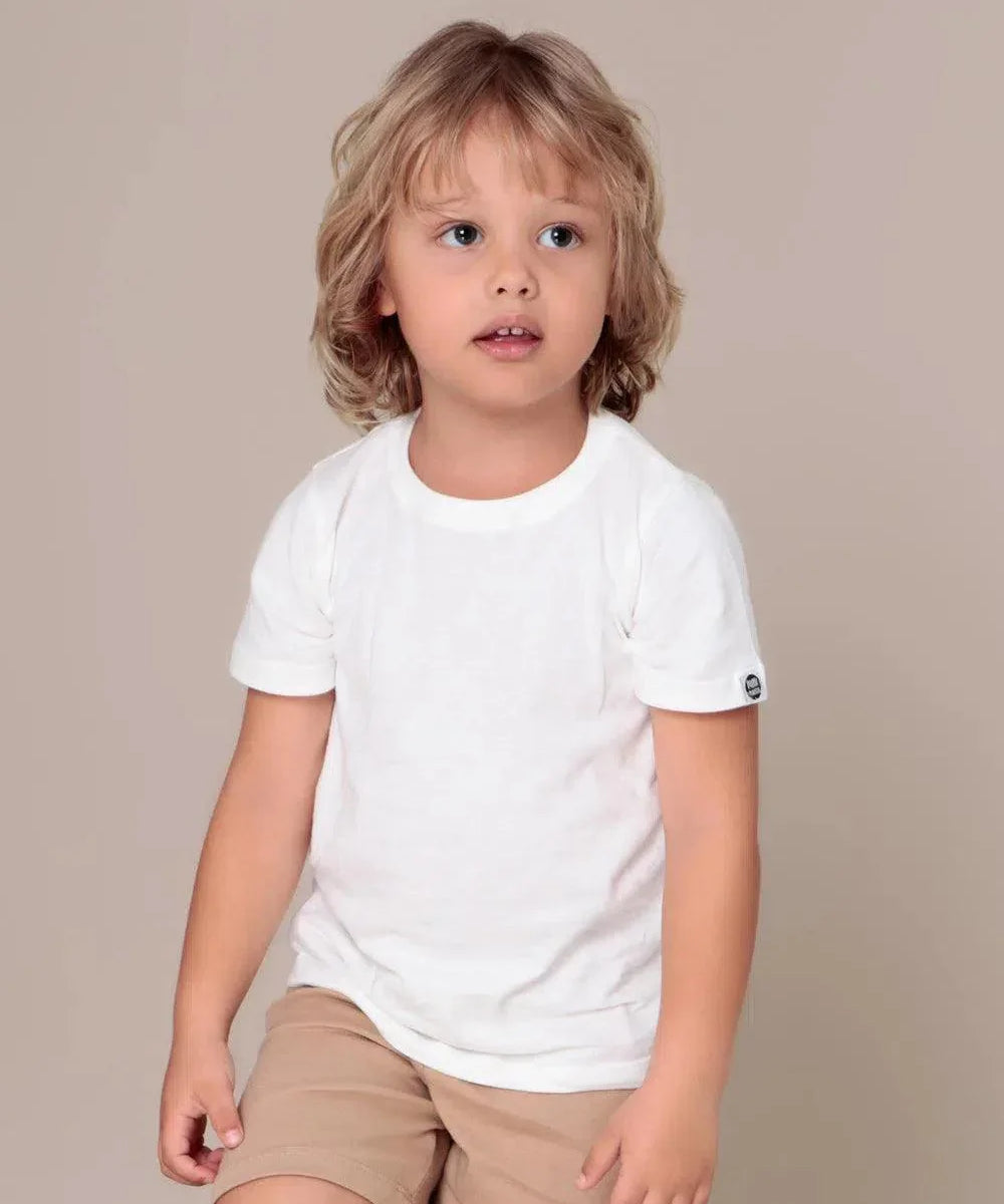 Camiseta Infantil Manga Curta Unissex MiniMalista | Liso Branco Off - MiniMalista Baby - 0.25, 0.3, Ano Novo, anonovo, b2b, Best, black-friday, com-desconto-mm10, Kids, Meia Estação, Menina, Neutro, new, Reveillon, tab-tam-camiseta-manga-curta, Unissex -bebê-minimalista-estiloso