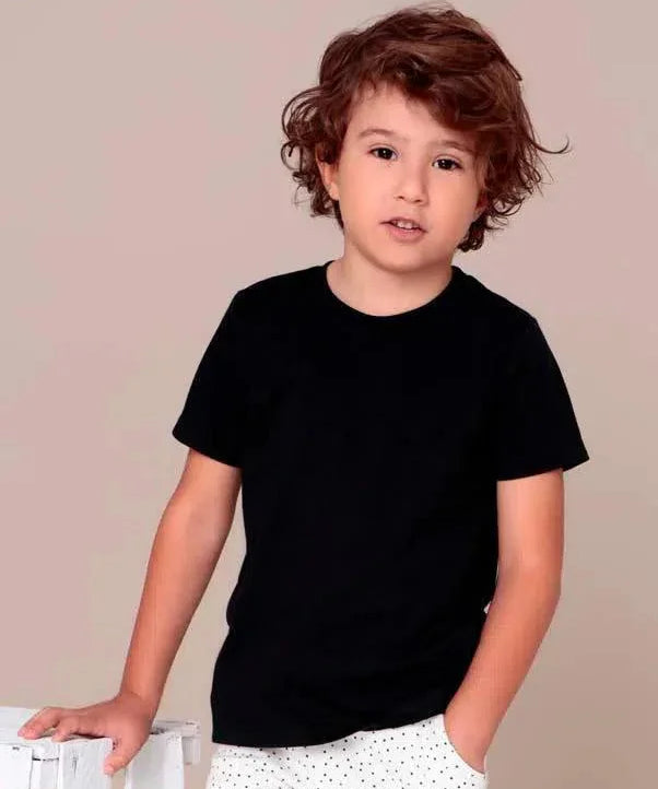 Camiseta Infantil Manga Curta Unissex MiniMalista | Liso Preto - MiniMalista Baby - 0.2, 0.3, b2b, black-friday, com-desconto-mm10, Kids, Meia Estação, Menino, Neutro, tab-tam-camiseta-manga-curta, Unissex -bebê-minimalista-estiloso