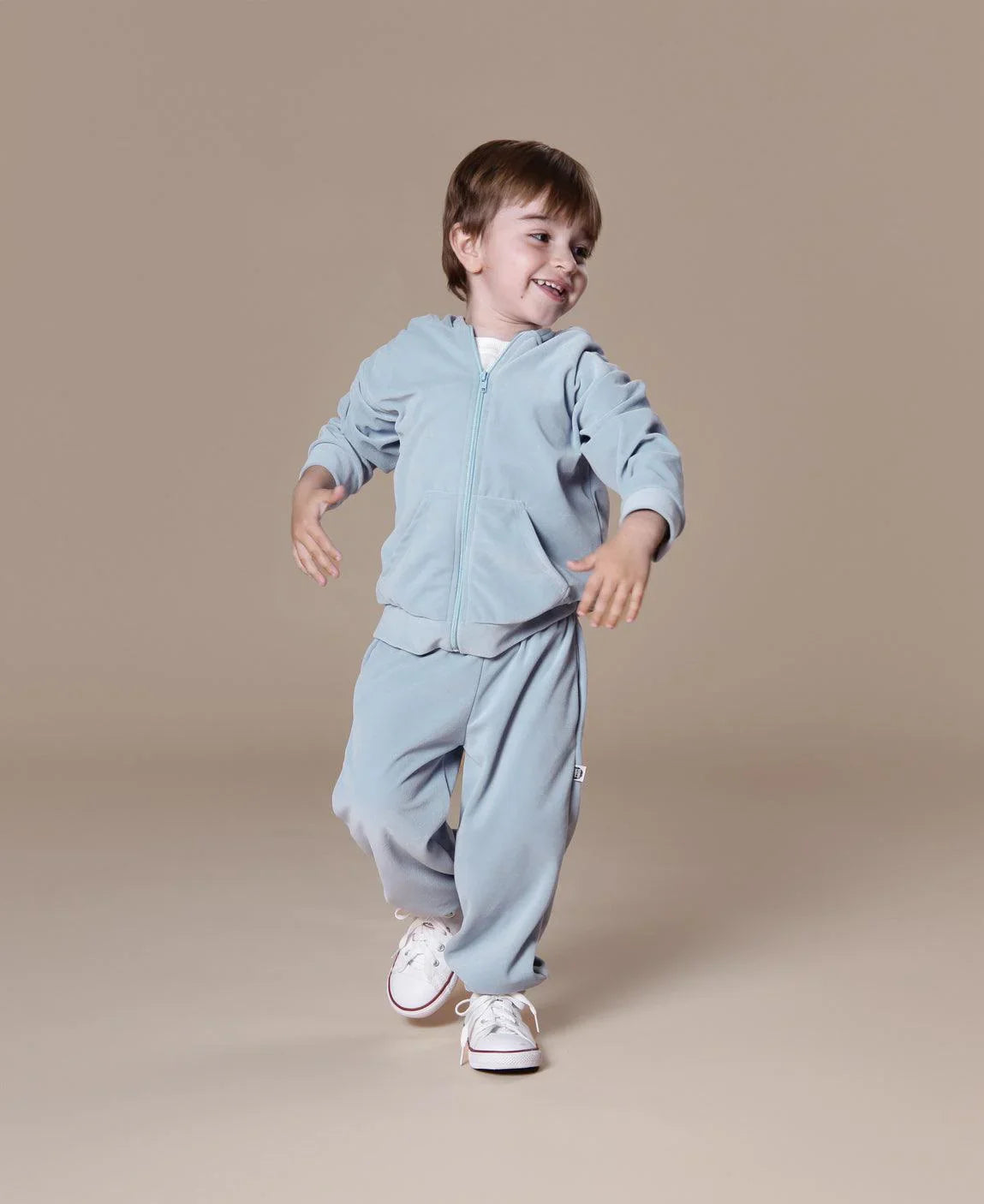 Conjunto Casaco e Calça Infantil Plush Liso Azul Claro