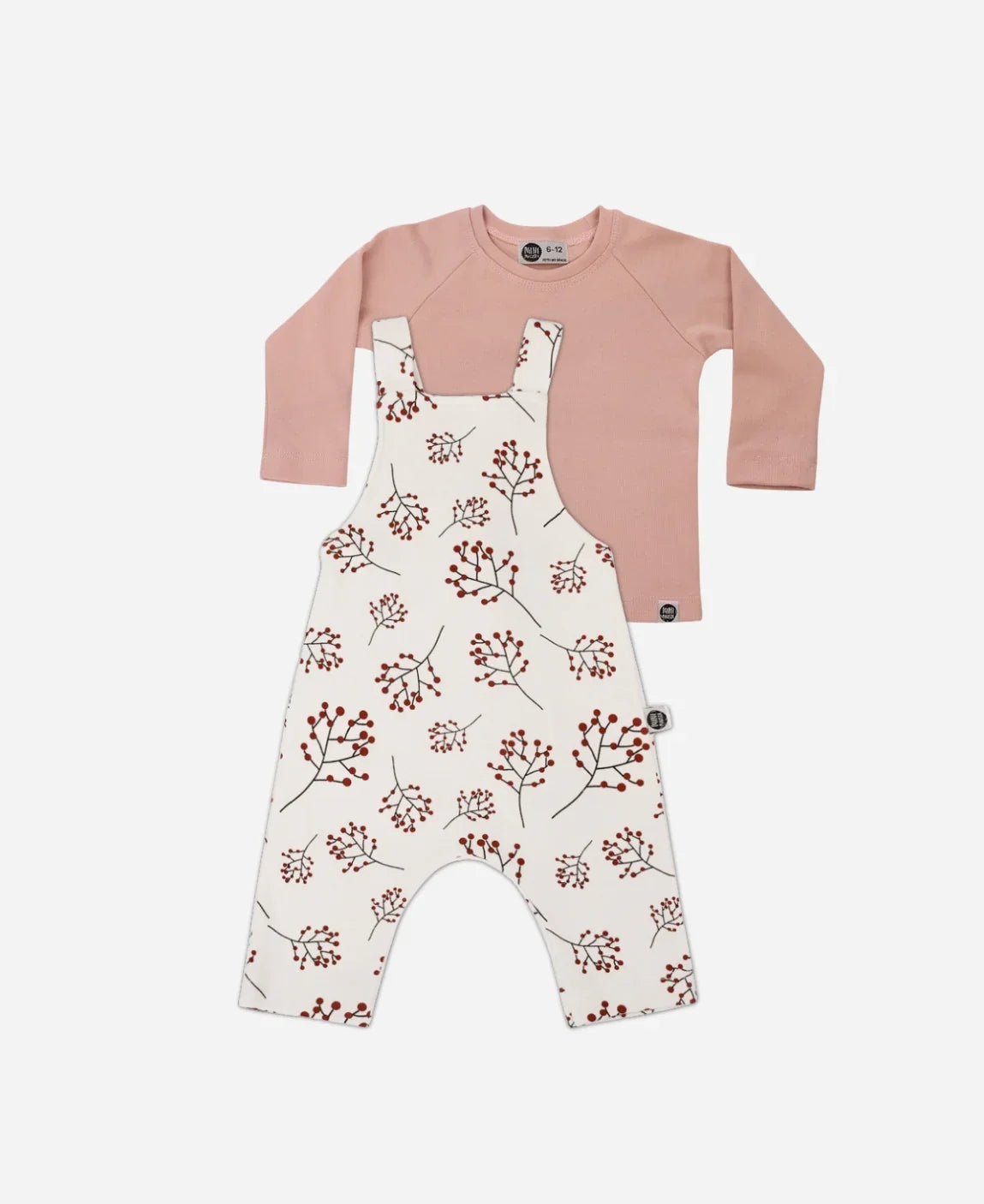 Conjunto Infantil Salopette e Camiseta Longa | Berries e Rosa