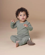 Conjunto Pijama Bebê Unissex Manga Longa MiniMalista Liso Verde - MiniMalista Baby - b2b, Baby, Frio, Menino -bebê-minimalista-estiloso