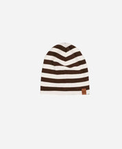 Gorro Infantil Canelado Unissex Listras Marrom e Branco Off - MiniMalista Baby - 0.3, 0.35, b2b, black-friday, com-desconto-mm10, Frio, Menino, Neutro, Unissex, Winter Sale 30% -bebê-minimalista-estiloso