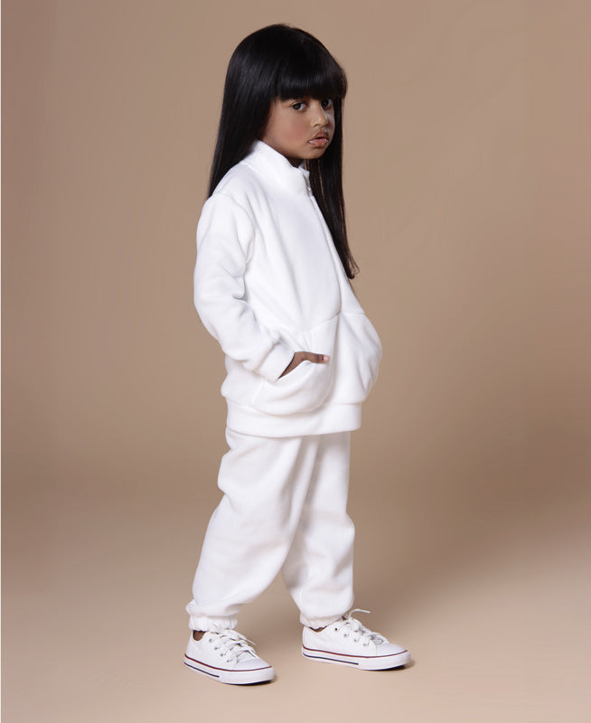 Conjunto Blusão e Calça Infantil Quentinho Soft | Liso Branco Algodão