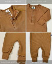Macacão Bebê Canelado Botões Unissex | Liso Goldie