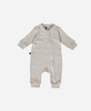 Macacão de Bebê Ziper com opção de Pezinho | Liso Mescla Claro