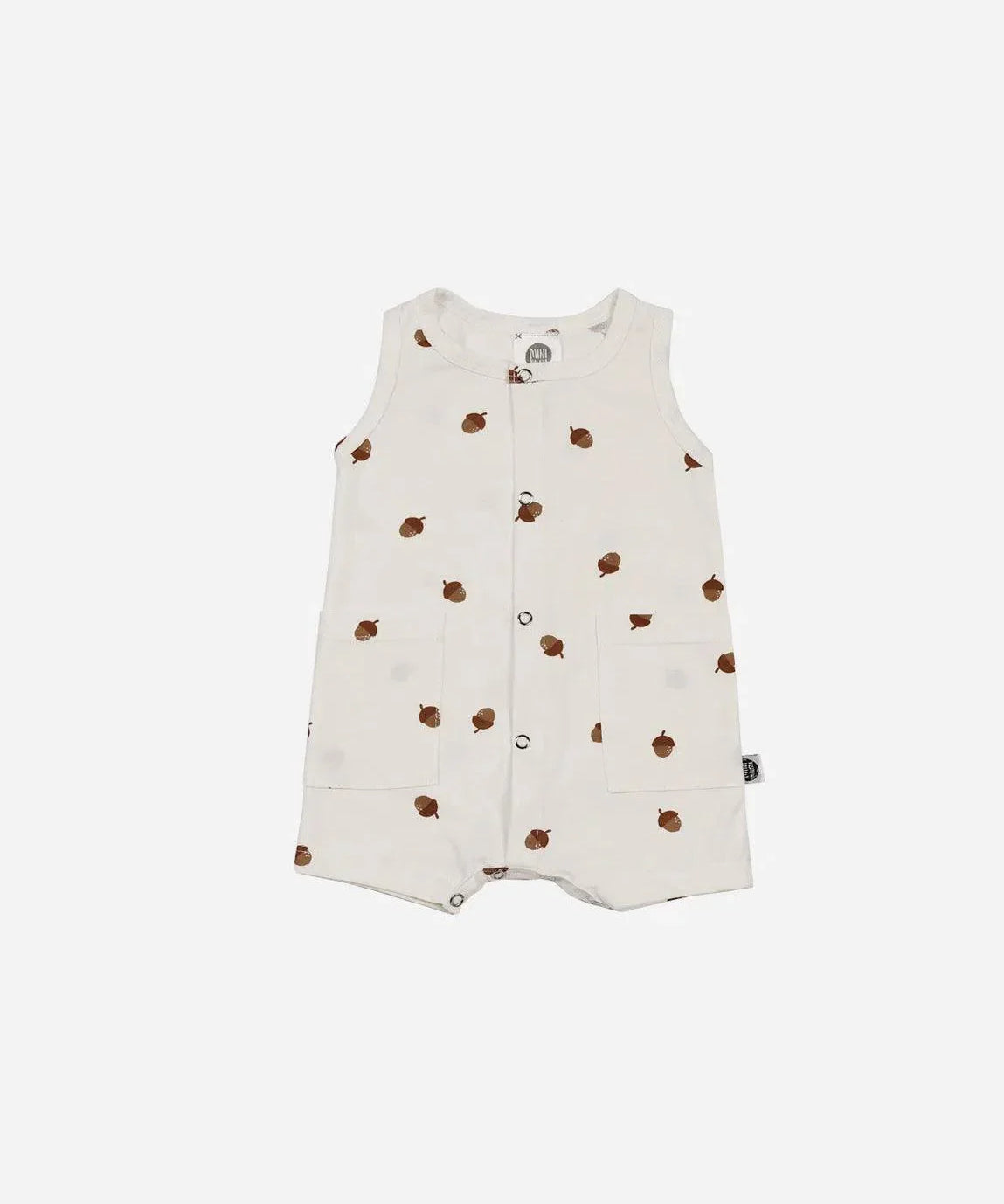 Macaquinho de Verão Botões Regata Unissex | Acorn - MiniMalista Baby - 0.3, b2b, Baby, Bege, black-friday, Calor, com-desconto-mm10, Kids, Menina, Menino, Neutro, tab-tam-macaquinho-tank-romper, Tons Terrosos, Unissex, Verão -bebê-minimalista-estiloso
