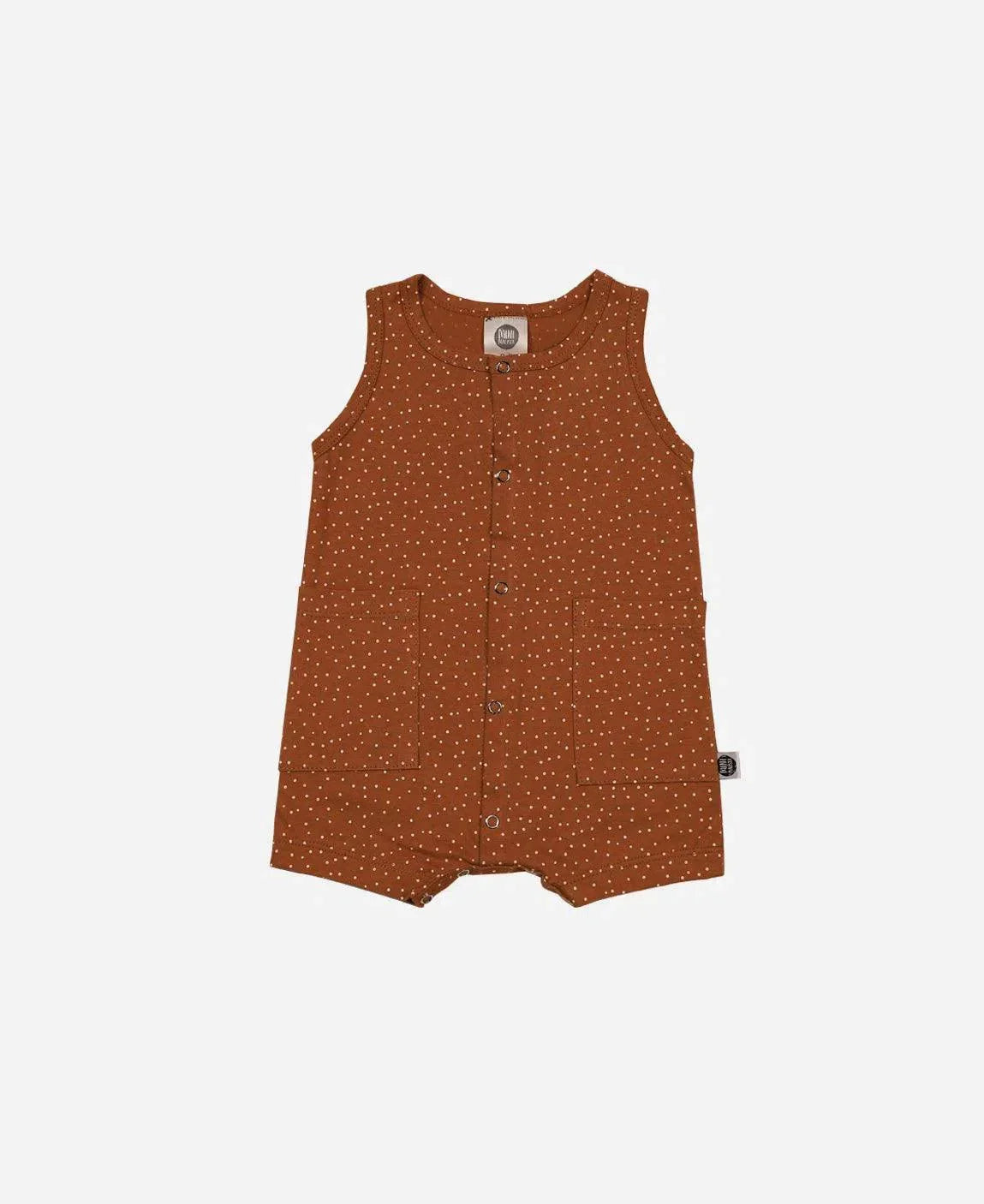 Macaquinho de Verão Botões Regata Unissex | Bolinhas Outono - MiniMalista Baby - 0.3, b2b, Baby, black-friday, Calor, com-desconto-mm10, Kids, Menina, tab-tam-macaquinho-tank-romper, Verão -bebê-minimalista-estiloso