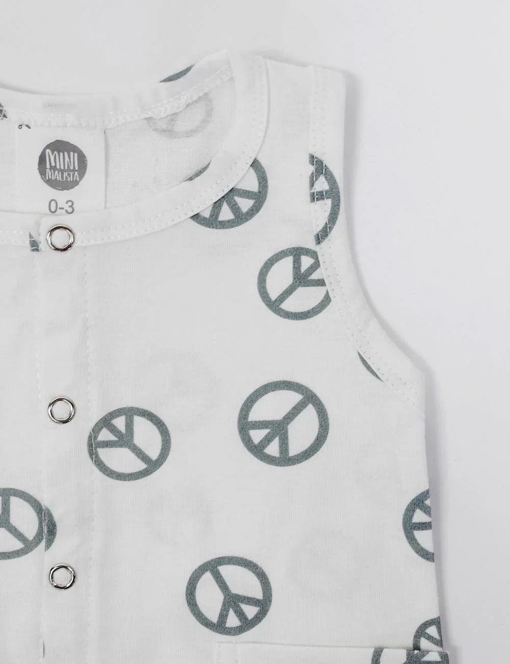 Macaquinho de Verão Botões Regata Unissex | Peace and Love - MiniMalista Baby - 0.3, b2b, Baby, black-friday, Calor, com-desconto-mm10, Kids, Menino, tab-tam-macaquinho-tank-romper, Verão -bebê-minimalista-estiloso