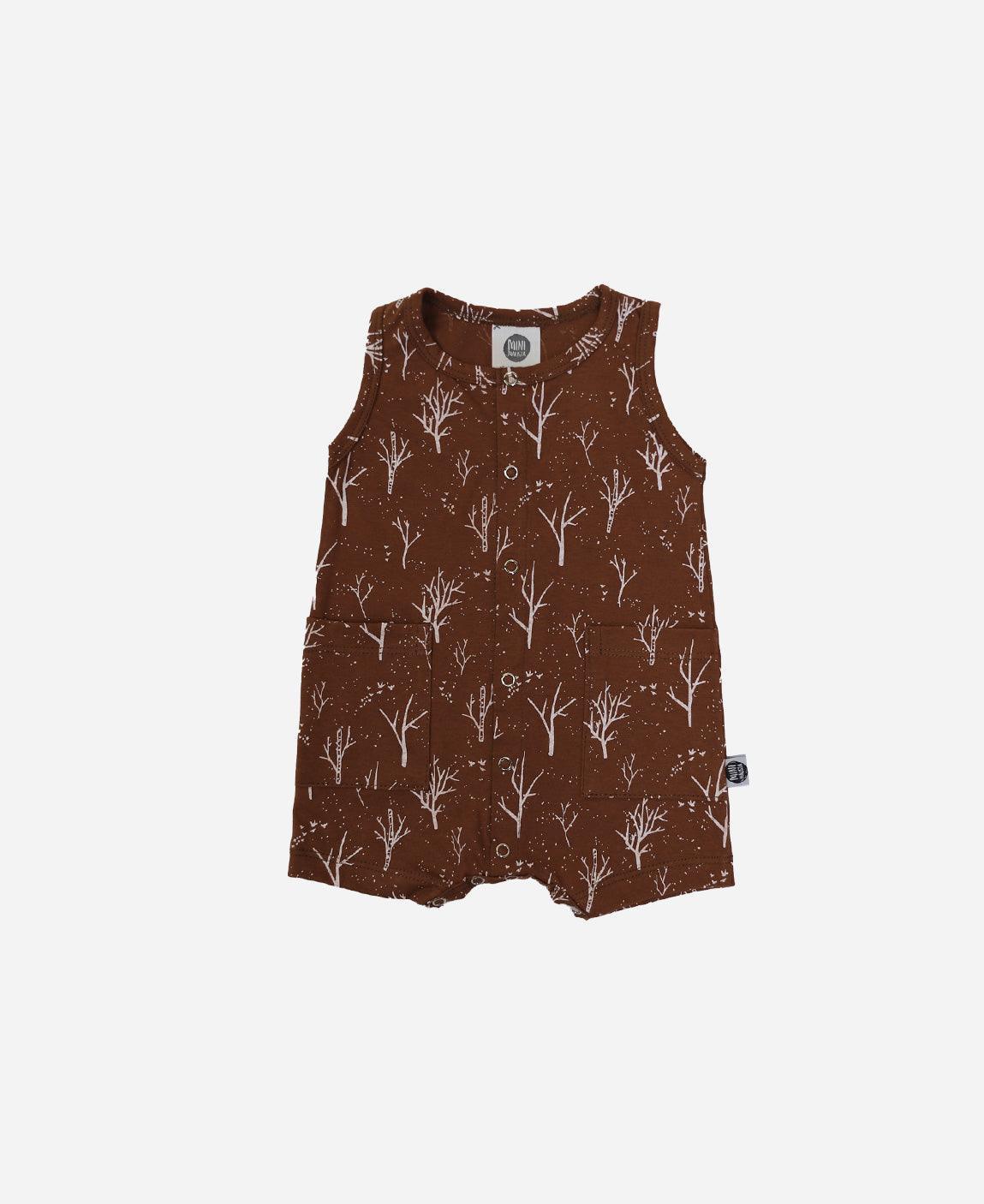 Macaquinho de Verão Botões Regata Unissex | Twig - MiniMalista Baby - 0.3, 0.4, b2b, Baby, black-friday, Calor, com-desconto-mm10, Kids, Marrom, Menino, tab-tam-macaquinho-tank-romper, Tons Terrosos, Verão -bebê-minimalista-estiloso