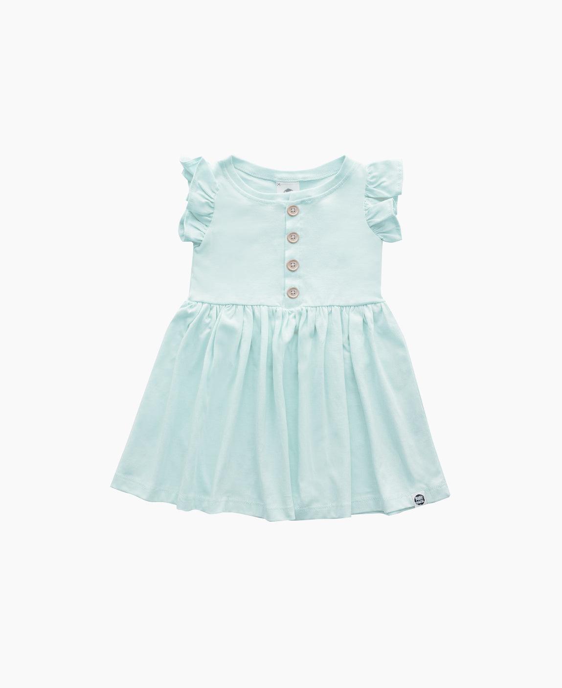 Vestido de Verão Infantil Babado Liso Mint - MiniMalista Baby - b2b, Calor, com-desconto-mm10, Kids, Menina, Verão -bebê-minimalista-estiloso