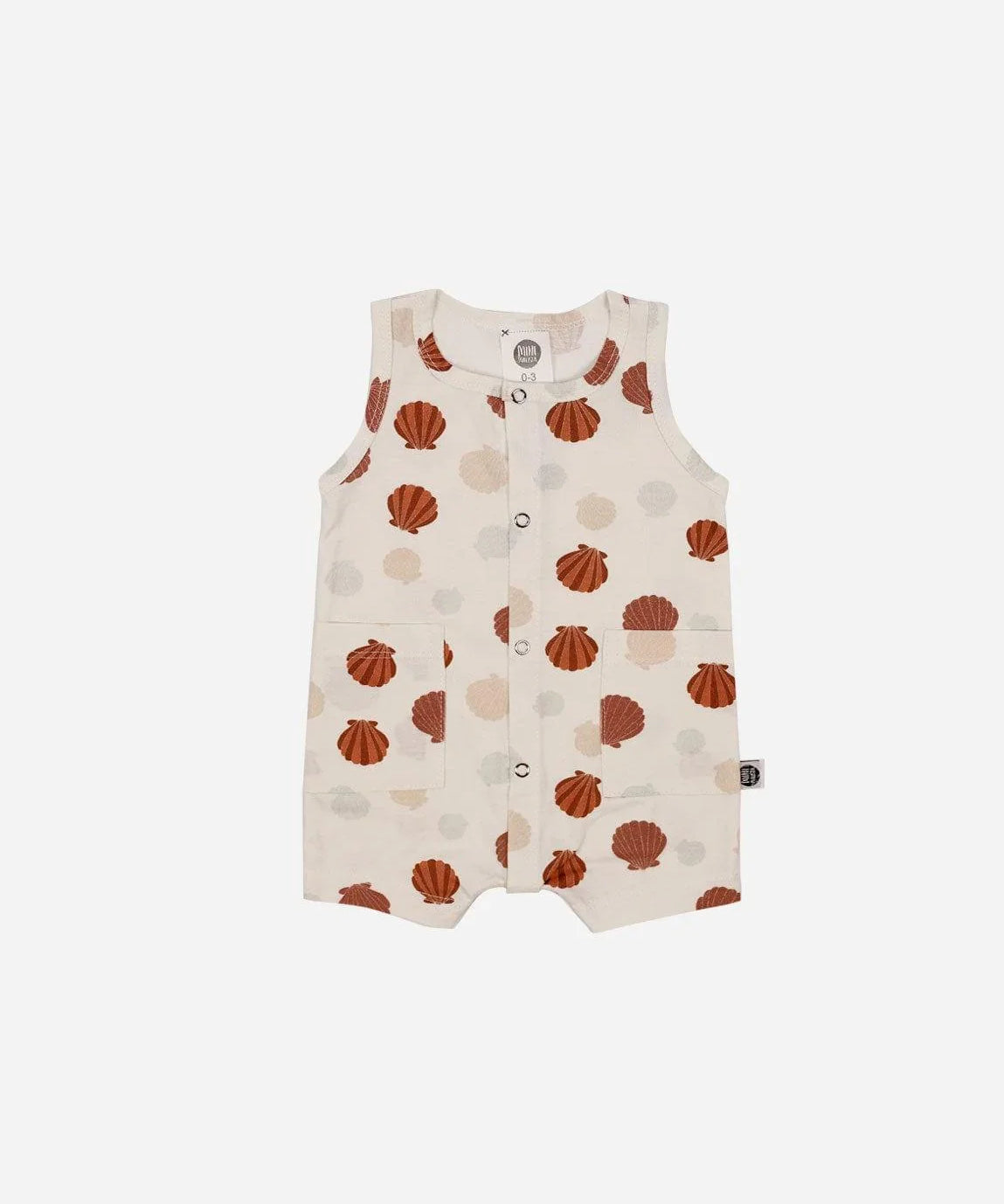 Macaquinho de Verão Botões Regata Unissex | Seashell - MiniMalista Baby - 0.3, b2b, Baby, black-friday, Calor, com-desconto-mm10, Kids, Menina, Menino, Neutro, tab-tam-macaquinho-tank-romper, Unissex, Verão -bebê-minimalista-estiloso
