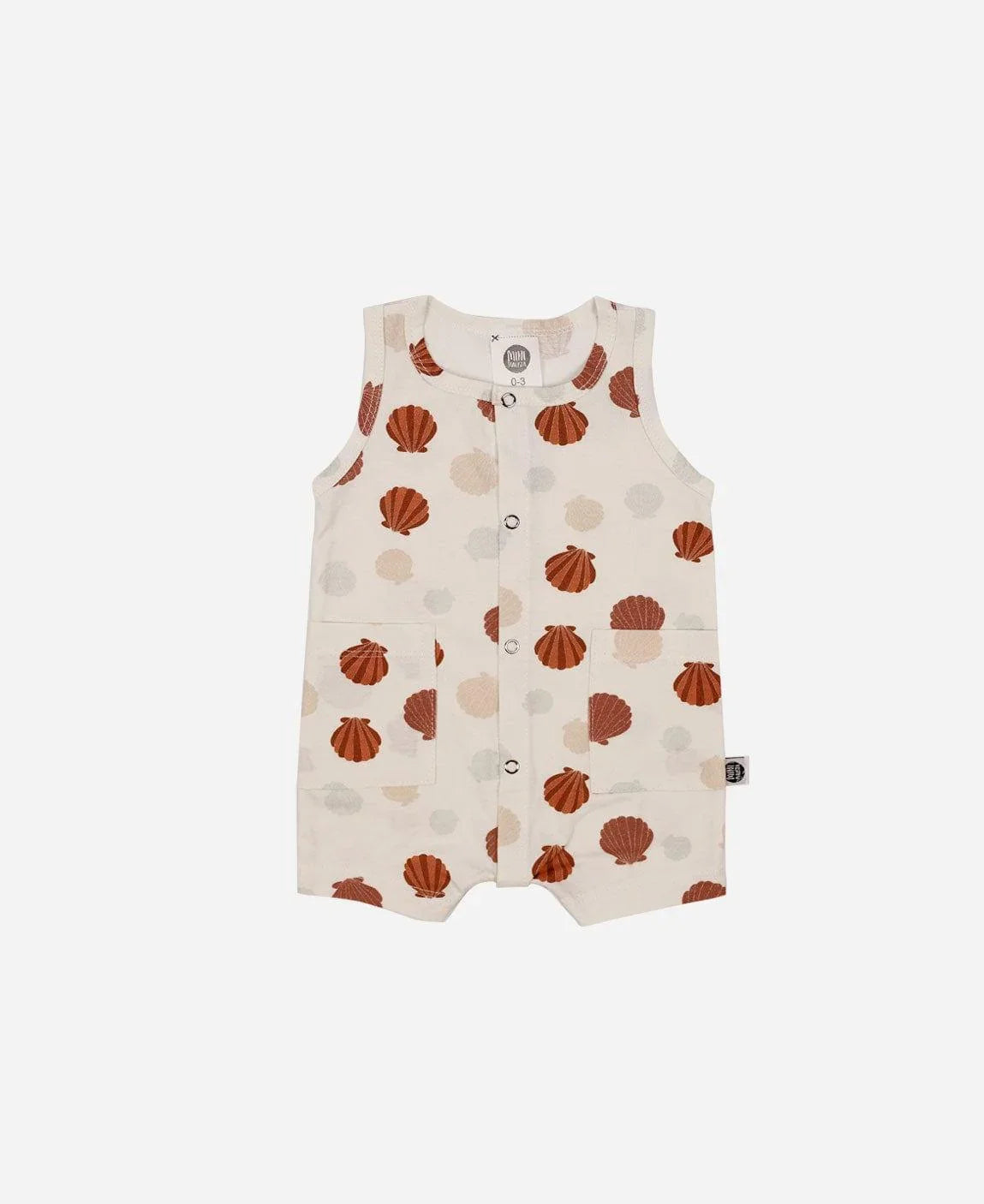 Macaquinho de Verão Botões Regata Unissex | Seashell - MiniMalista Baby - 0.3, b2b, Baby, black-friday, Calor, com-desconto-mm10, Kids, Menina, Menino, Neutro, tab-tam-macaquinho-tank-romper, Unissex, Verão -bebê-minimalista-estiloso