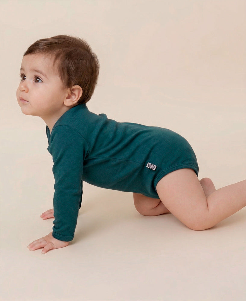 Body de Bebê Manga Longa Unissex | Liso Deep Green