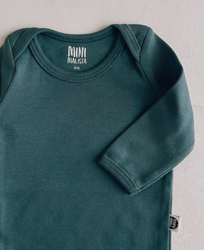 Body de Bebê Manga Longa Unissex | Liso Deep Green