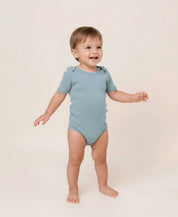 Body de Bebê Manga Curta Unissex | Liso Azul Coastal