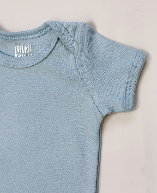 Body de Bebê Manga Curta Unissex | Liso Azul Coastal