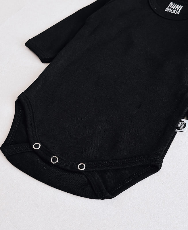 Body de Bebê Manga Longa Unissex | Liso Preto