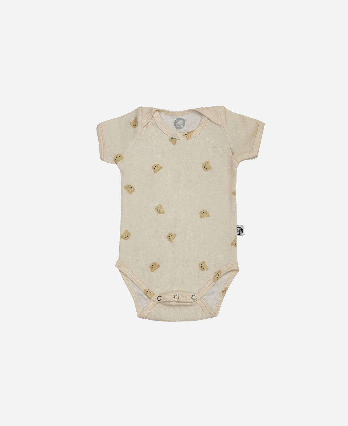 Body de Bebê Manga Curta Unissex — estampa Baby Bear (ursinhos fofos sobre cinnamon) — Coleção Wild — 100% algodão fio egípcio — MiniMalista Baby