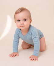 Body de Bebê Manga Longa Unissex | Liso Azul Coastal