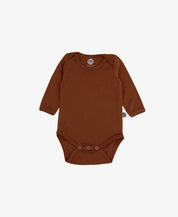 Body de Bebê Manga Longa Unissex Liso Chocolate MiniMalista Baby — blusinha de bebê 100% algodão ultramacio, body marrom cacau profundo para bebê, unissex menino e menina, roupinha de inverno cor marrom chocolate terroso
