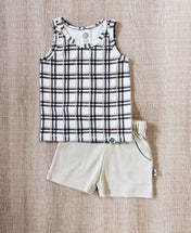 Conjunto Regata e Bermuda Infantil Menino | Stone e Xadrez Plaid